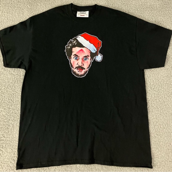Home Alone Christmas Marv Iron Face Shock Men’s Black Tee - Picture 1 of 4